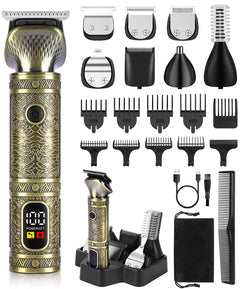 Brightup Beard Trimmer for Men Electric Razor Shavers for Men Professional Zero Gapped T-Blade Trimmer Cordless Hair Clipper 7 in 1 Grooming Kit for Face Mustache Body Nose Trimmer Gift for Men